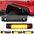 D-Lumina Fender Flare Side Marker Lights Smoked Lens Sequential Amber for Je-ep Wrangler TJ JK JL Bushwacker Flat Style Fender Flares, Front Fender Turn Signal Lamp Powered by 18-SMD LED, Pack of 2