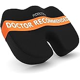 FORTEM Seat Cushion, Office Chair Cushion, Desk Chair Memory Foam, Sciatica Coccyx Tailbone Pain Relief, Pressure Relief, Sitting Pad, Gaming Sitting Pillow, Washable Cover, Non Slip