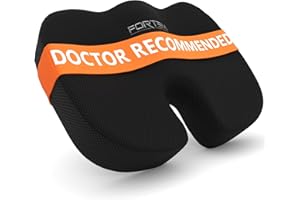 FORTEM Seat Cushion, Office Chair Cushion, Desk Chair Memory Foam, Sciatica Coccyx Tailbone Pain Relief, Pressure Relief, Sitting Pad, Gaming Sitting Pillow, Washable Cover, Non Slip