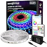 DAYBETTER RGBW IC LED Strip Lights, Smart RGB+6500K White 4 Color in 1 LED Lights with Built-in IC Chip, High Density(60 LEDs per 3.2ft/1M) Dream Color LED Strip for Bedroom, Home Decor, 32.8ft, 24V