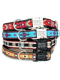 Personalized dog collar Laser engraved buckle dog collar Navajo Tribal Aztec Southwestern Native American influenced pet collar with dog ID tag buckle