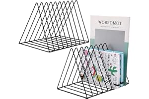 PENGKE PENNGKE 2 Pcs Magazine Holder,Newspapers Holder,Letters Storage,Desktop File Sorter Organizer Triangle Bookshelf Decor Home Office,Black