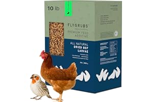 FLYGRUBS 10 lb Dried Black Soldier Fly Larvae - High Calcium Chicken Feeder - 85X More Calcium, Non-GMO Meal Worms for Wild Birds, Ducks, Turkeys, Quails, Turtles - Nutrient-Rich BSFL