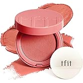 TFIT Fluffy Velvet Cushion Blush for Korean Dewy Glow | Buildable, Blendable Cream Texture | Mini Blush for Cheeks | Tar Pigment-Free (N02 Fig Nude, 0.1 Oz | 4g)