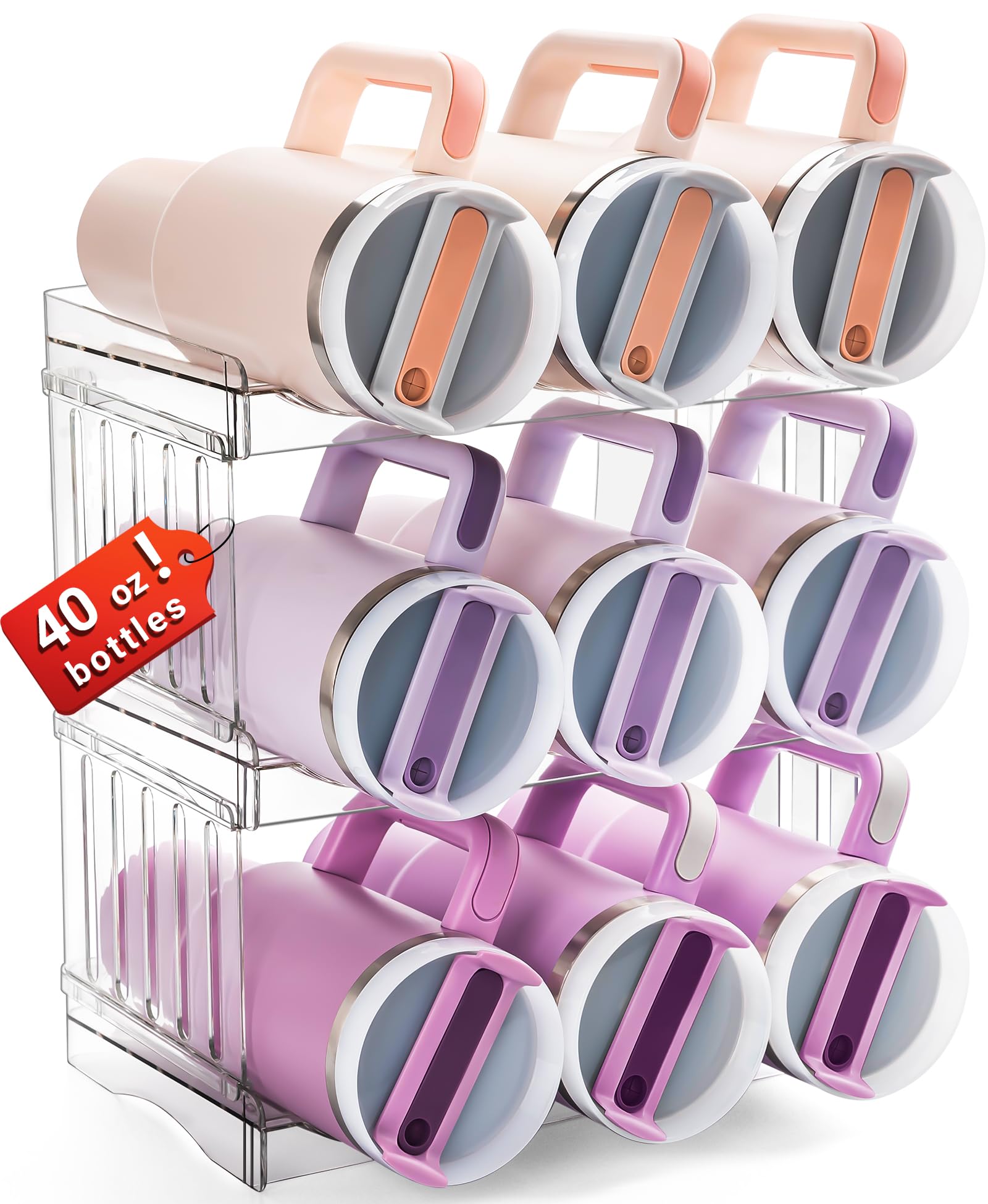 Photo 1 of Gracenal Upgraded Larger Tumbler Organizer for Stanley 40 oz Tumbler with Handle, Kitchen Storage for Stanley Cup Accessories, Kitchen Organization and Storage for Tumbler Mug Cup (Larger-9-bottle)
