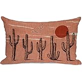 AOFANGGO Vintage Southwestern Landscape Pillow Cover 12x20 Sofa Cactus Pillowcase Western Equestrian Orange Rust Throw Pillowcase Outdoor Lumbar Home Decoration