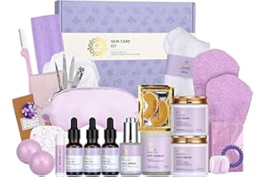 RA ROSA ACCA Skin Care Set for Women, 28Pcs Skin Care Kit includes Face Cream, Essential Oil, Scented Candle, Lavender Scented, Spa Birthday Gifts for Women, Mother's Day Gift