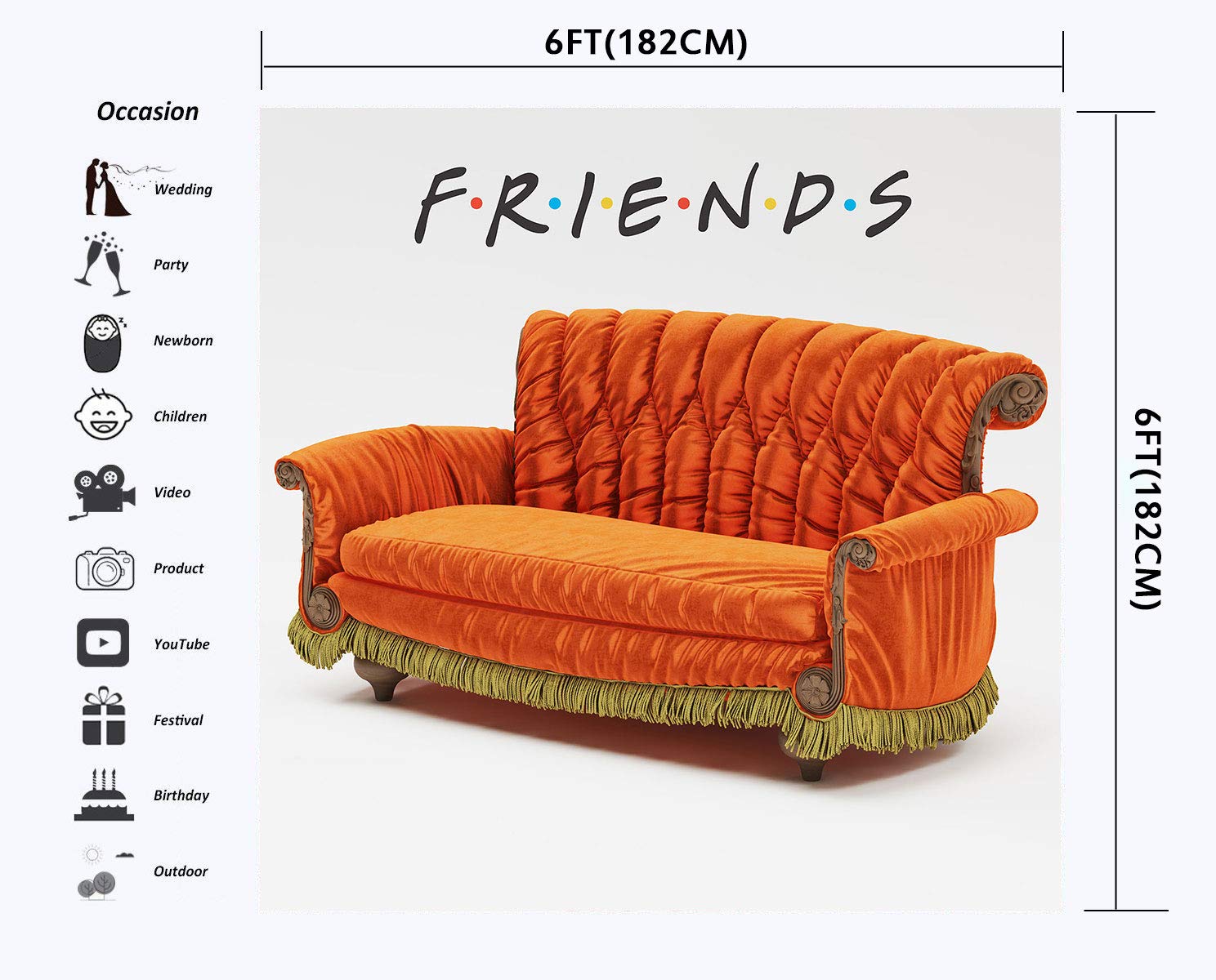 Pivot Sofa Backdrop For Friends Theme Party Couch Amazon In