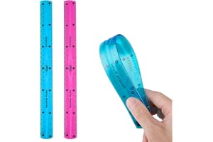 THINP 2 Pieces Flexible Ruler, 30cm/12inch Plastic Ruler Shatterproof Straight Edge Ruler Soft Bendable Ruler Clear Ruler for Kids & Adults School Classroom Office (Purple+Blue)