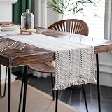 Weldomcor Macrame Table Runner Cream Beige Boho 30x180 cm with Tassels view 3
