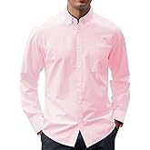 J.VER Men's Oxford Shirt Solid Casual Button Down Collar Shirts Long Sleeve Dress Shirts with Pocket