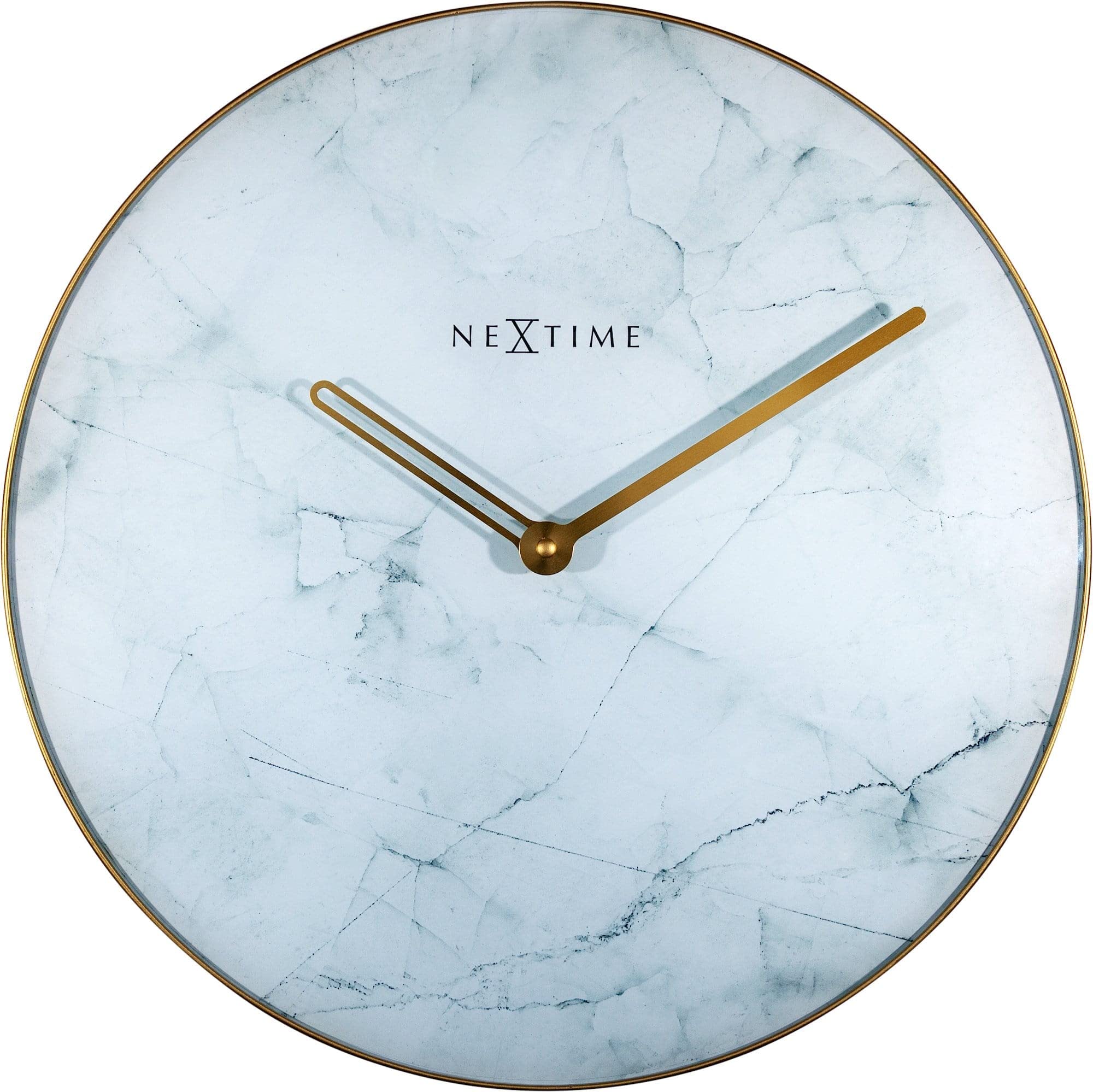 NexTime Wall Clock-Ø 40 cm-Glass/Metal-White-'Marble, 40 8189WI
