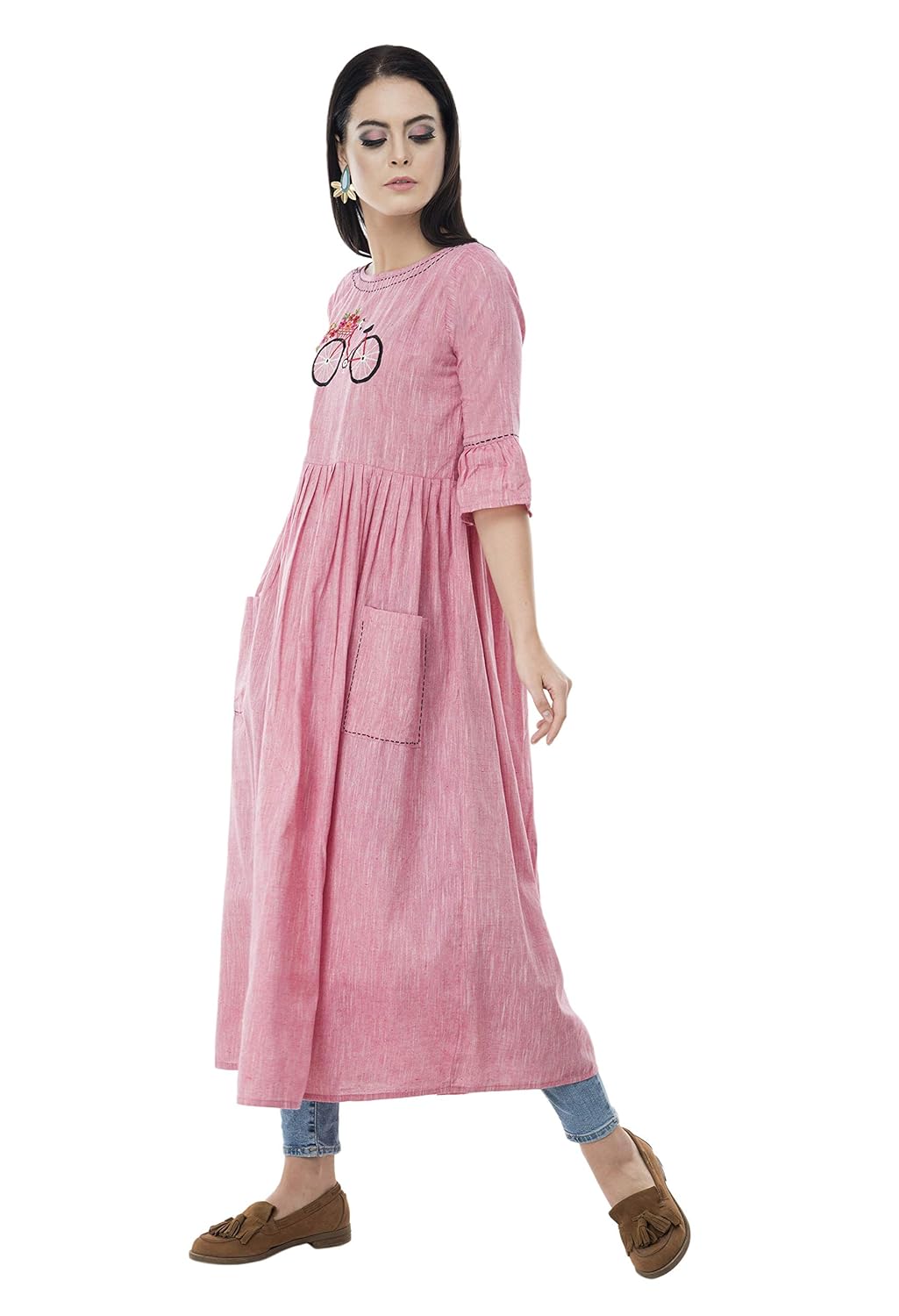 anjushree choice women stitched printed rayon anarkali kurti kurta (new festival collection)