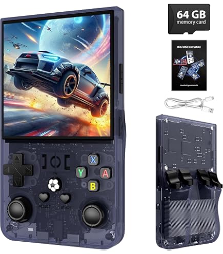 Console Rétro R36 Max - 15 000 Jeux Intégrés, écran 4 Pouces HD, Double Joystick - Game Boy Revisitée