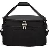 HOMEST Slow Cooker Bag for Crock-Pot 6-8 Quart, Insulated Travel Carrier | with Easy to Clean Lining, Carry Case with Top Zip Compartment and Accessory Pocket ,Black