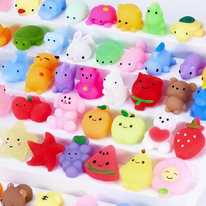 Brinquedos Mulyng Mochi Squishy, Brinquedo Anti-Stress Kawaii Squishies para Crianças Presente de Festa Presente de Natal Presente de Páscoa Prémios para a sala de aula com Caixa de Arrumação, Não Duplicados (Pack de 80) — foto 6 de 7