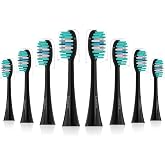 Cavzru 8 Pack Toothbrush Heads Compatible with AquaSonic Toothbrush Handle | Replacement brush heads for Aqua Sonic Black Series,Vibe Series, Duo Series Pro, HDC Pro and Elite,Medium Bristles, Black