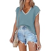 SAUKOLE Women's Sleeveless Sweater Vest Casual V Neck Cap Sleeve Knit Pullover Tank Tops 2026 Spring Clothes