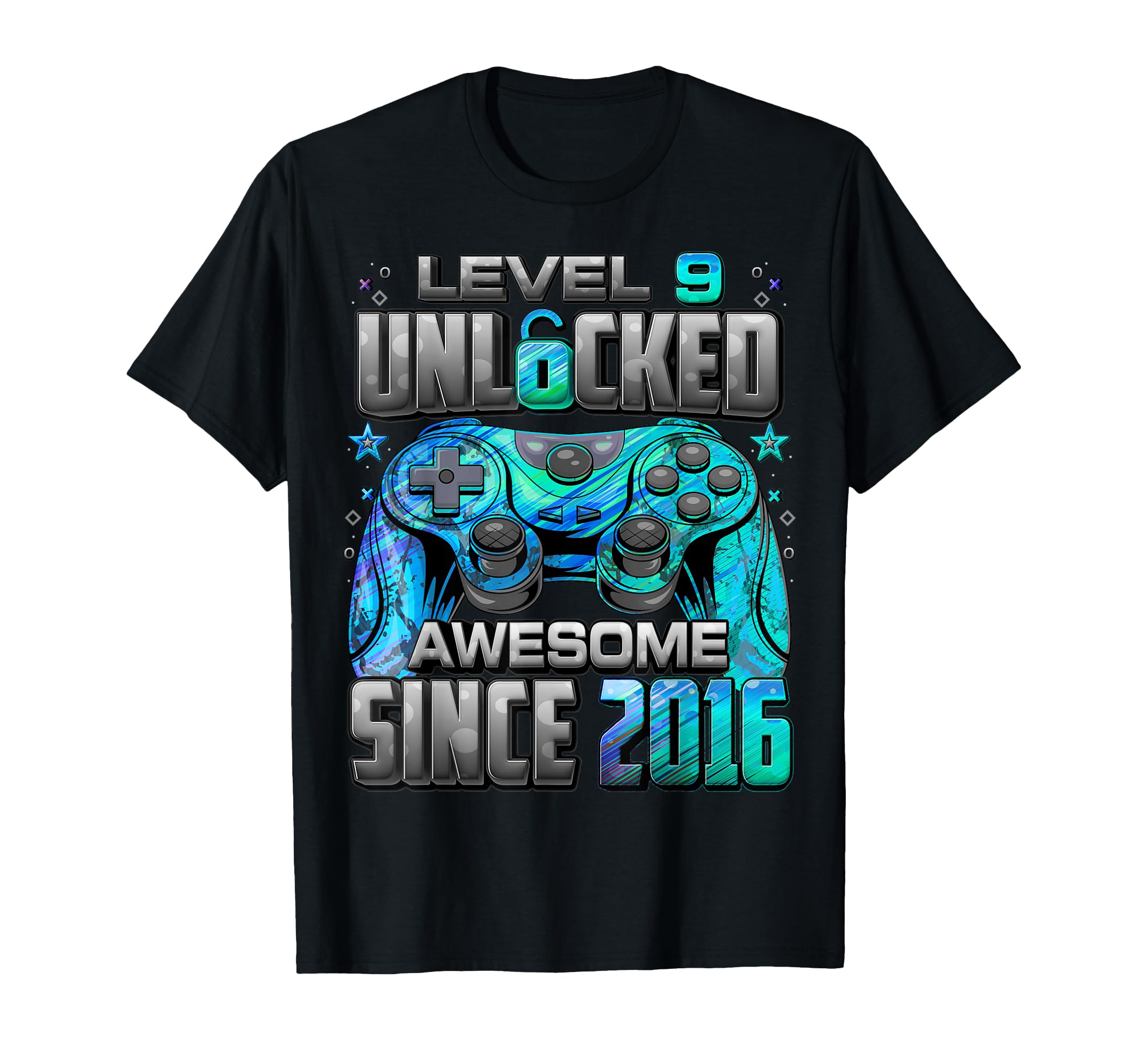 Photo 1 of Level 9 Unlocked Awesome Since 2016 9th Birthday Gaming T-Shirt