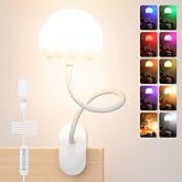 ShineTech Clip-On Reading Light for Bed, 10 RGB Colors Book Light for Dorm | 10-100% Stepless Dimming, Flower Reading Lamp, Memory Function, Flexible Desk Lamp, USB Night Light for Kid Nursery Headboard