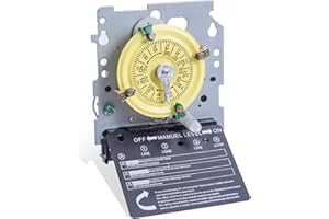 EMNROD T104M Mechanical Time Switch (Mechanism Only), 208-277V AC 40A DPST, 24-Hour Dial with 12 ON/Off Trips, Heavy-Duty Timer Switch for Pool Pumps Water Heater Lighting and HVAC, with 4 Tmer Trippers