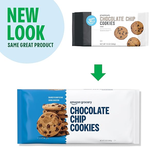 AMAZON GROCERY, CHOCOLATE CHIP COOKIES, 13 OZ (PREVIOUSLY HAPPY BELLY, PACKAGING MAY VARY)