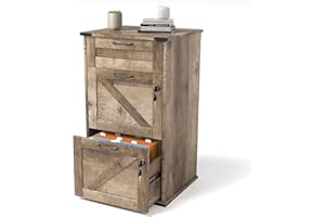 VINGLI 3 Drawer File Cabinet with Lock, Home Office Filing Organizer, for Letter Size File Folder Storage, Modern Farmhouse Style, Wood Vertical Filing Cabinet, Archivador (Rustic Gray)