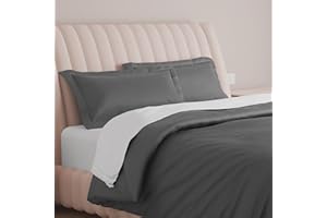 Carressa Linen 100% Egyptian Cotton Duvet Cover Oversized King Size - 600 Thread Count 3 PC Duvet Cover, Extra Long Staple Cotton Quilt Cover, Soft, Breathable with Hidden Zipper Closure - Dark Grey