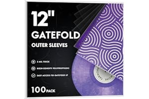 TAKMORK Gatefold Record Albums Outer Sleeves: Plastic Record Sleeves for 12-inch Vinyl Storage 3 Mil Thick Clear Album Cover Protectors, 100pcs