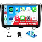 4G+64G Car Radio for Honda CRV 2007-2011 Wireless CarPlay Android Auto | Android 15 Stereo 9 Inch HD 1280*720 Touch Screen 5G WiFi Bluetooth 5.0 GPS Head Unit 32 EQ FM/RDS SWC AHD Backup Camera