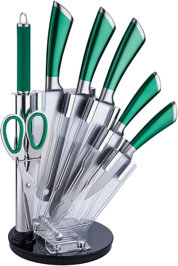 Compra Renberg 8 piezas Verde acrílico giratorio de cuchillos y bloque