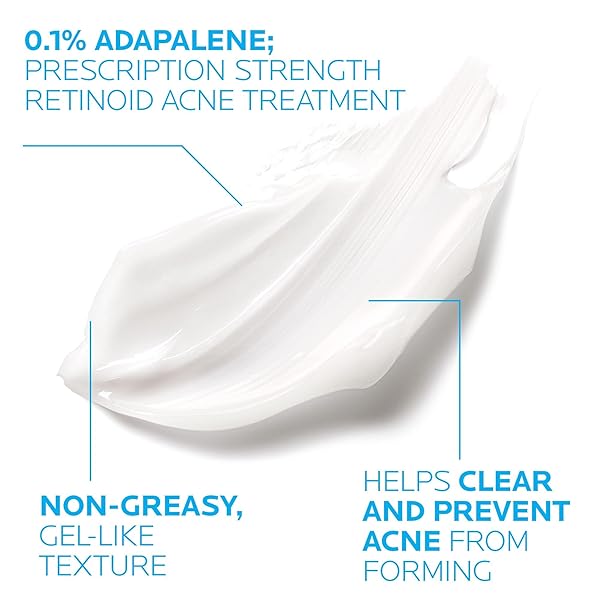 LA ROCHE-POSAY EFFACLAR ADAPALENE GEL 0.1% ACNE TREATMENT, RETINOID CREAM, ACNE MEDICATION GEL FOR BLACKHEADS & WHITEHEADS, OIL FREE, HELPS CLEAR AND PREVENT BLEMISHES & CLOGGED PORES