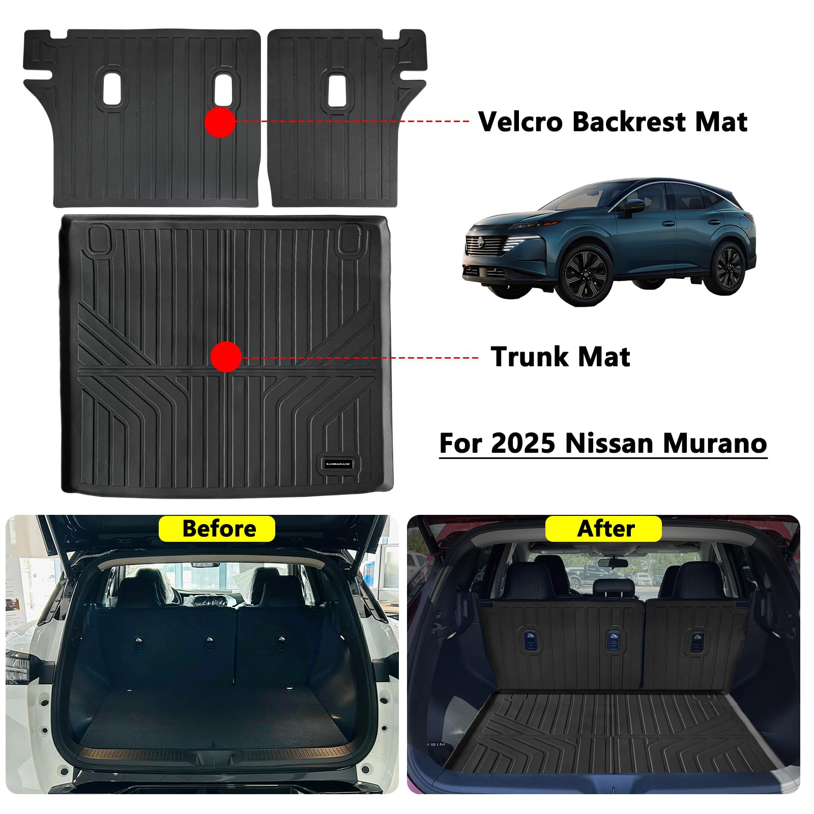 Condition photo showing New/Like New for sanban-axe trunk mat & backrest mat for 2025 murano tpe all weather protection cargo liner with velc