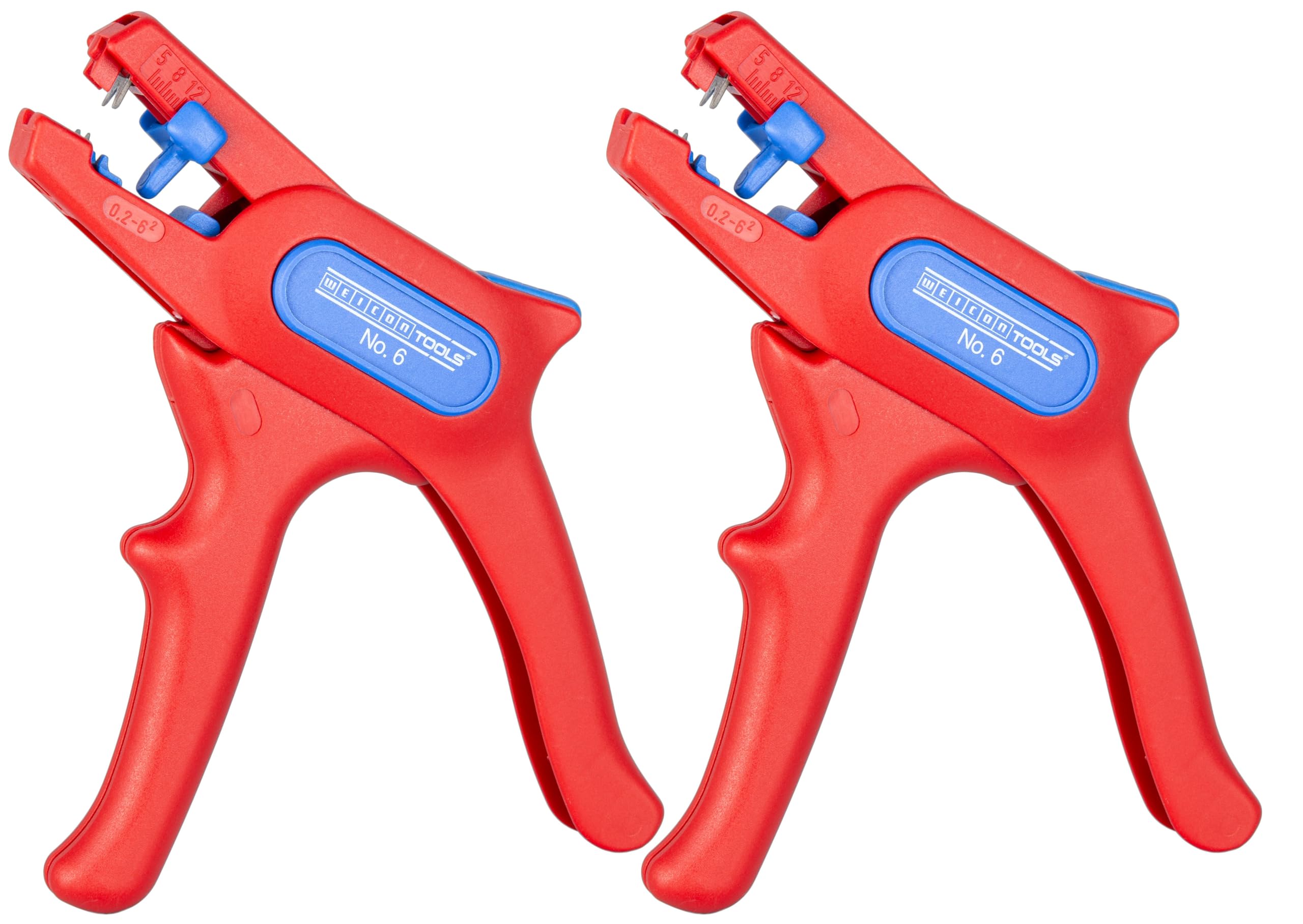 WEICON Wire Stripper No. 6 | 2-Pack | Approval up to 1000 Volt | VDE-Tested | Stripper | Stripping Tool | Stripping Tool for Round Cables 0.2-6mm² (24-10 AWG) | red | 100% Made in Germany