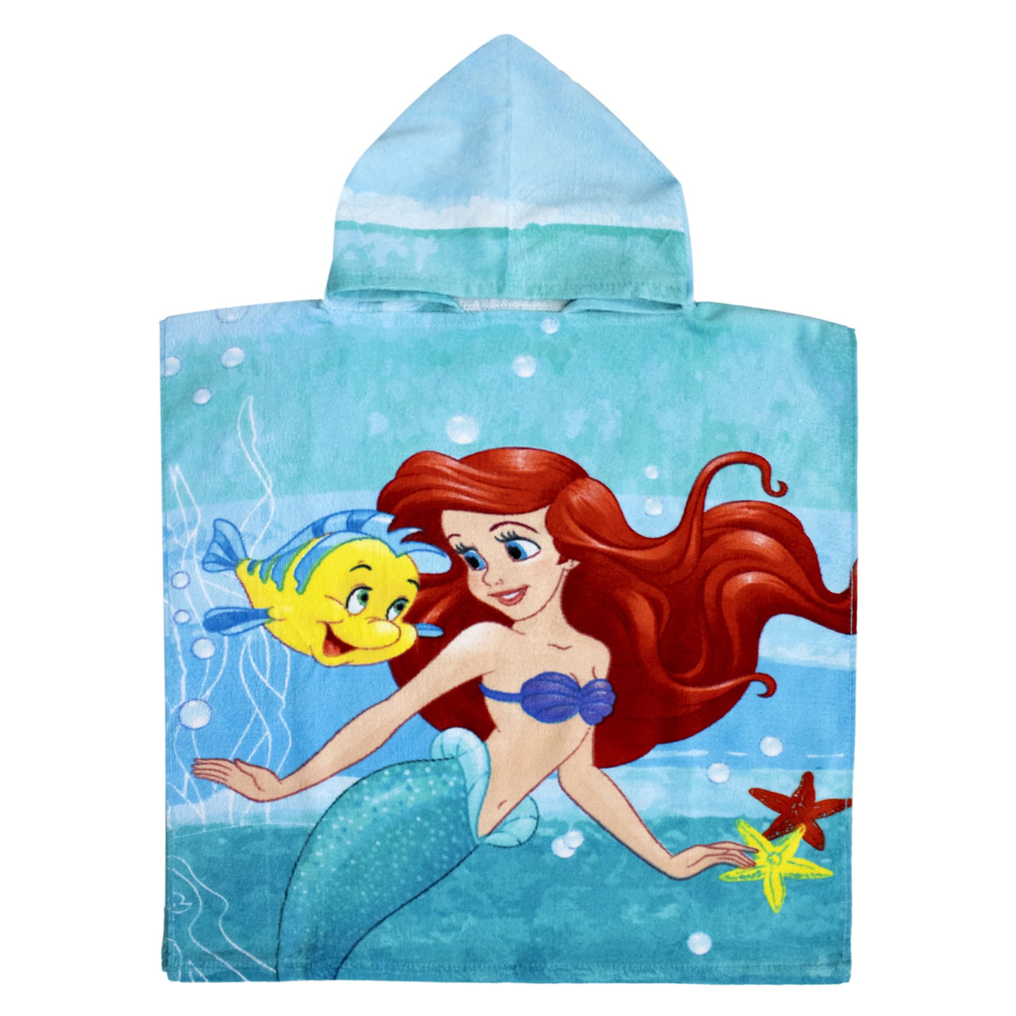 Jerry Fabrics Disney Ariel Children's Bath Poncho with Hood 50 x 115 cm, Colourful