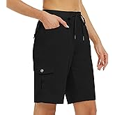 MoFiz Women's 10" Hiking Cargo Shorts 6 Pockets Lightweight Quick Dry Outdoor Running Athletic Short Summer Travel Loose