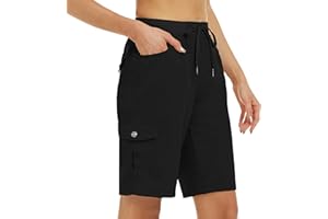 MoFiz Women's 10" Hiking Cargo Shorts 6 Pockets Lightweight Quick Dry Outdoor Running Athletic Short Summer Travel Loose