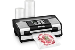 FRESKO Smart Vacuum Sealer Pro, Full Automatic Food Sealer Machine for Food Stoarge and Saver，Powerful Seal a Meal Sealer Machine with Auto Dry/Moist Detection, Roll Bag and Built-in Cutter