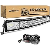 Willpower 32 inch Curved LED Light Bar 405W Spot Flood Combo Triple Row Led Off Road Driving Fog Work Lights with Mounting Br