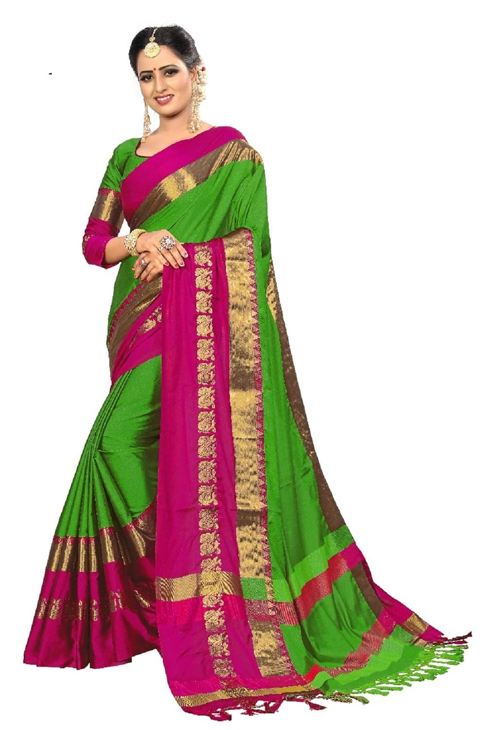 vinayak trendz women&rsquo;s paper silk embroidered saree with blouse piece.