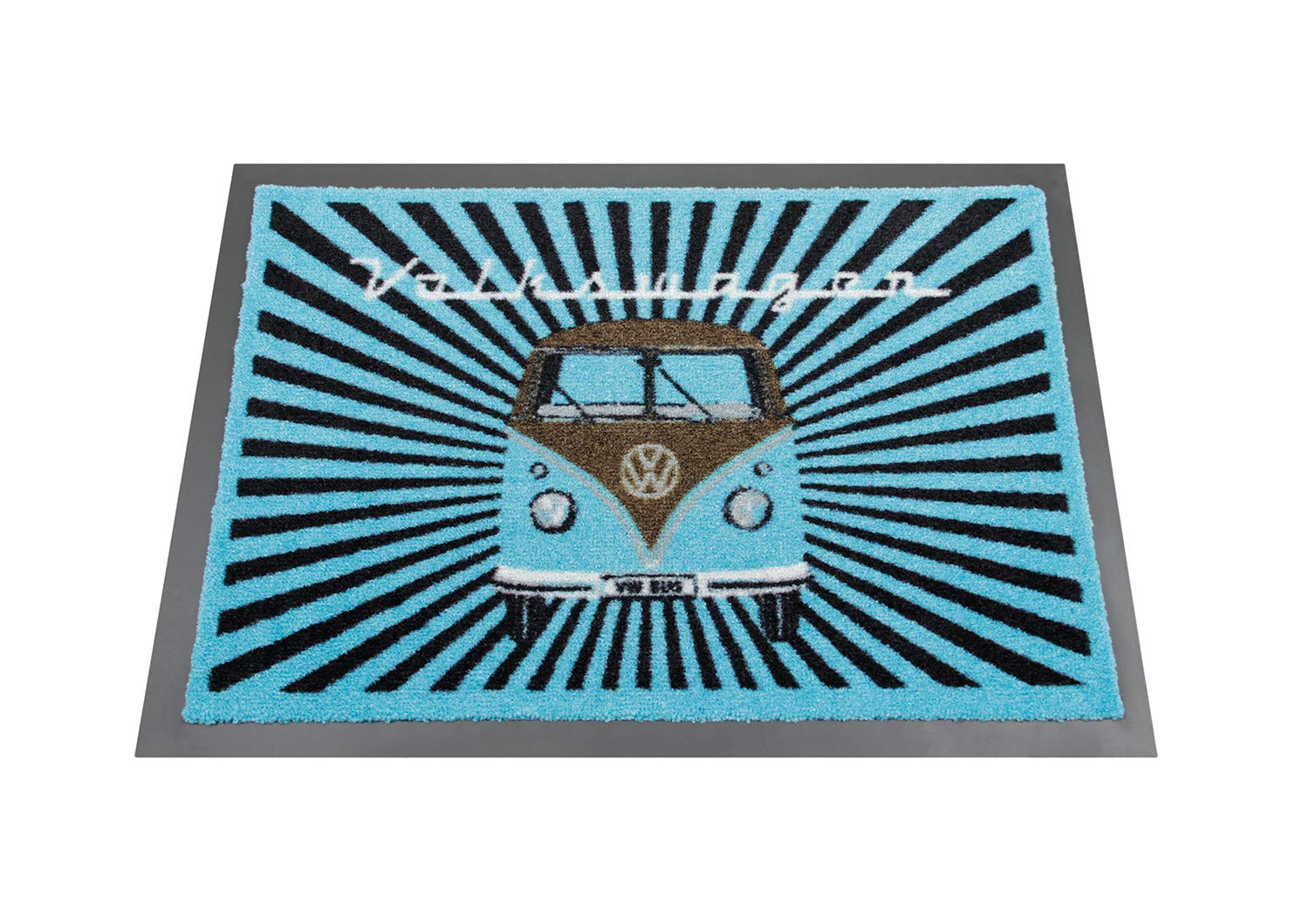 BRISA VW Collection - Volkswagen Foot Mat Doormat Rug Shoe Dirt Trapper with T1 Bus Campervan Motif (Samba Stripes/Multicolor)
