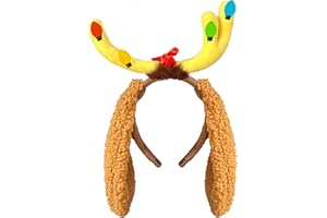Luvfamday Deer Antler Headband with Dog Ears Deer Horn Headpiece Reindeer Costume Accessories Party Favors Women Men Adult