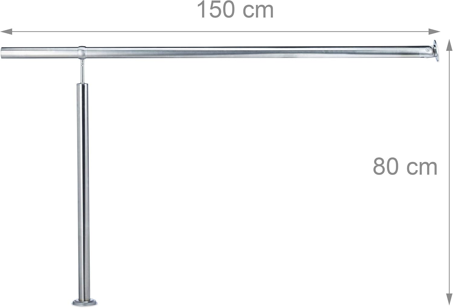 Relaxdays Stainless Steel Handrail for in-and Outdoor Use, with Wall Fittings and Metal Plugs, Silver, 150 x 80 cm - Image 4