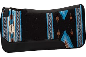 Weaver Leather 35-1677-S8 Contoured Single Weave Wool Blend Felt Saddle Pad, Black/Blue, 31" L x 32" W