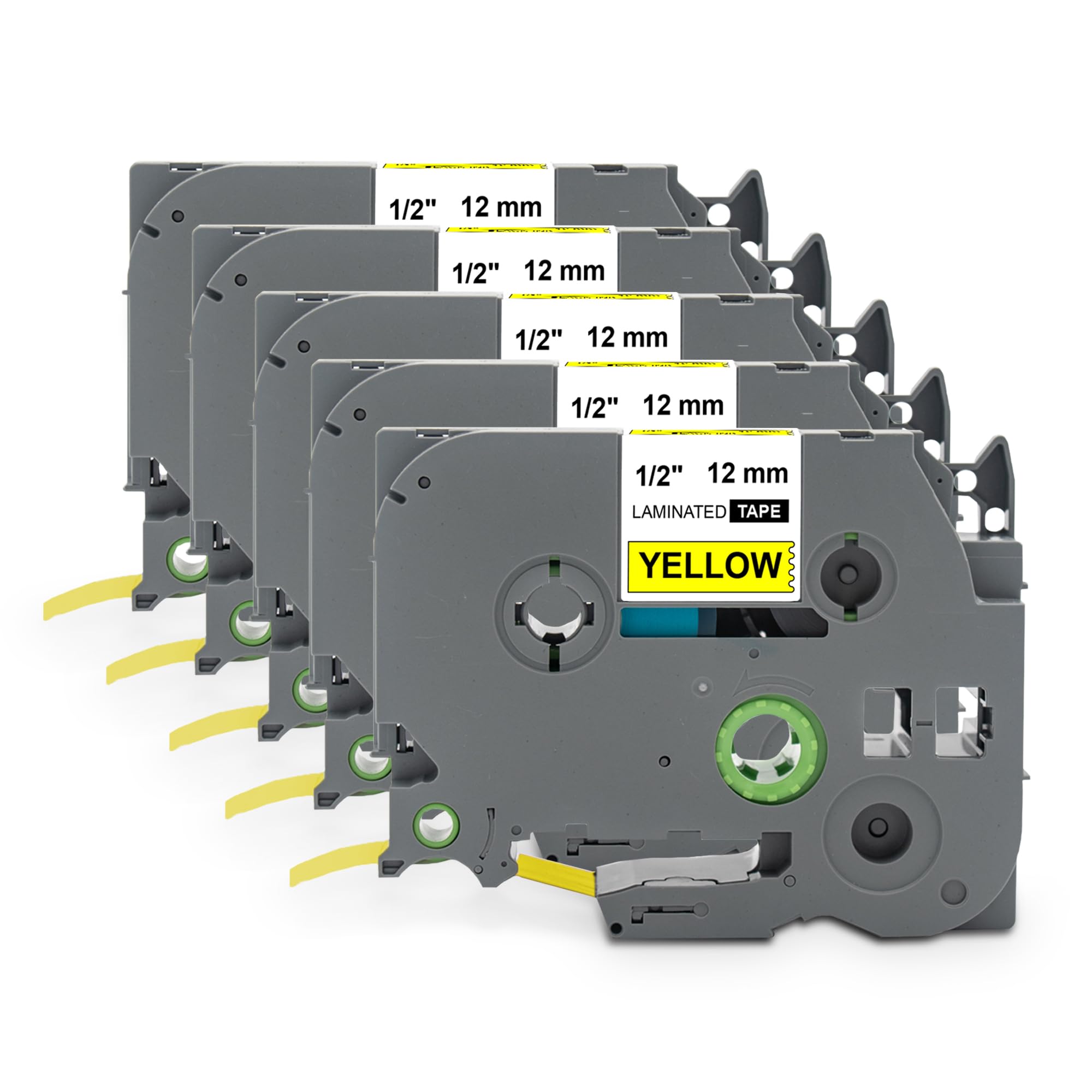 Yellow Yeti 5 Labelling Tape Cassettes TZe-631 TZ-631 12mm x 8m Black on Yellow Laminated Label Tapes Compatible with PT-1000 PT-H100 PT-D210VP PT-D400 PT-D600VP PT-P700 PT-P750W Cube