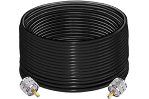 TUOLNK RG58 PL259 UHF CB Radio Cable, Low Loss SO239 UHF Male to PL259 Male Jumper Cable, PL-259 Extension Coax Cable 15M(49.2ft) for Two Way Radio, Wireless LAN Devices