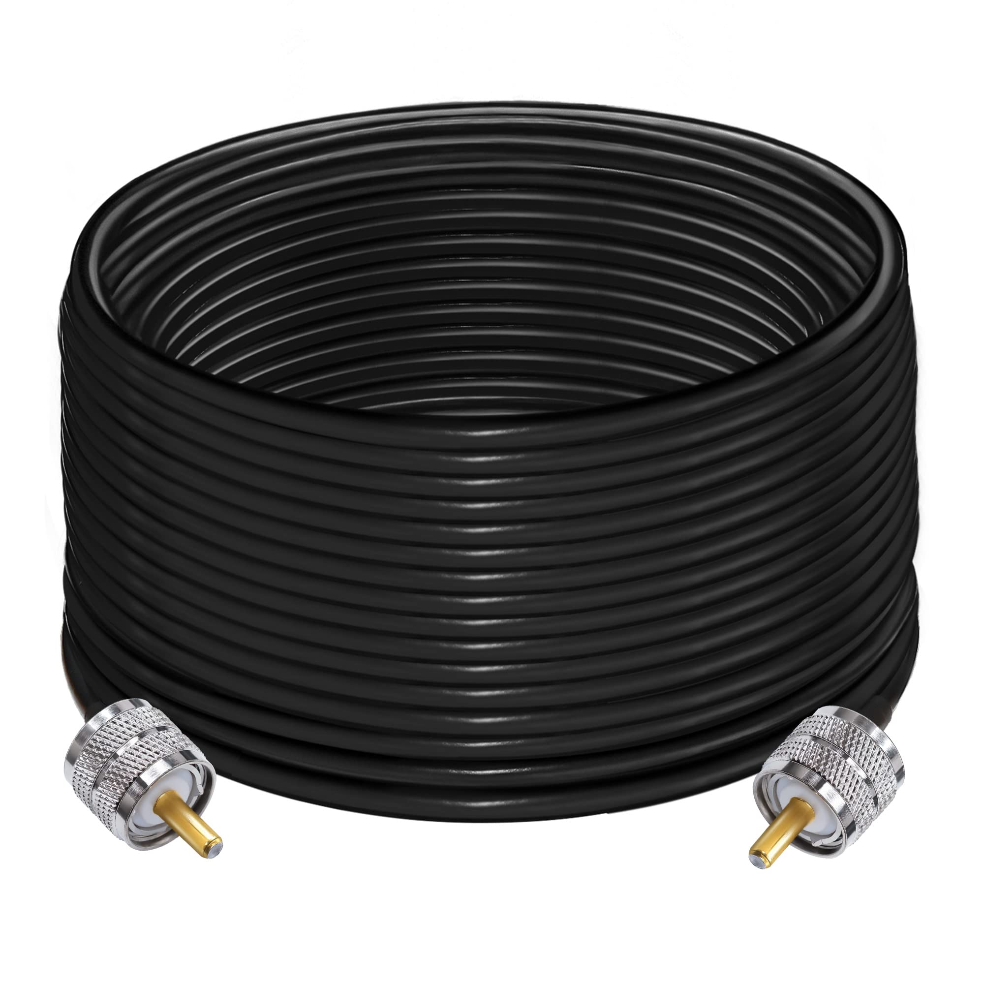 TUOLNK PL259 RG58 CB Radio Jumper SO239 UHF Male to Male Extension Low Loss RF Black Coaxial Cable for Two Way Radio Wireless LAN Devices (49.2ft)