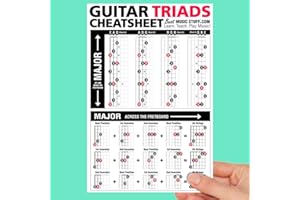 BEST MUSIC STUFF Guitar Triads Cheatsheet Laminated Pocket Reference (LARGE - 6-in x 9-in)