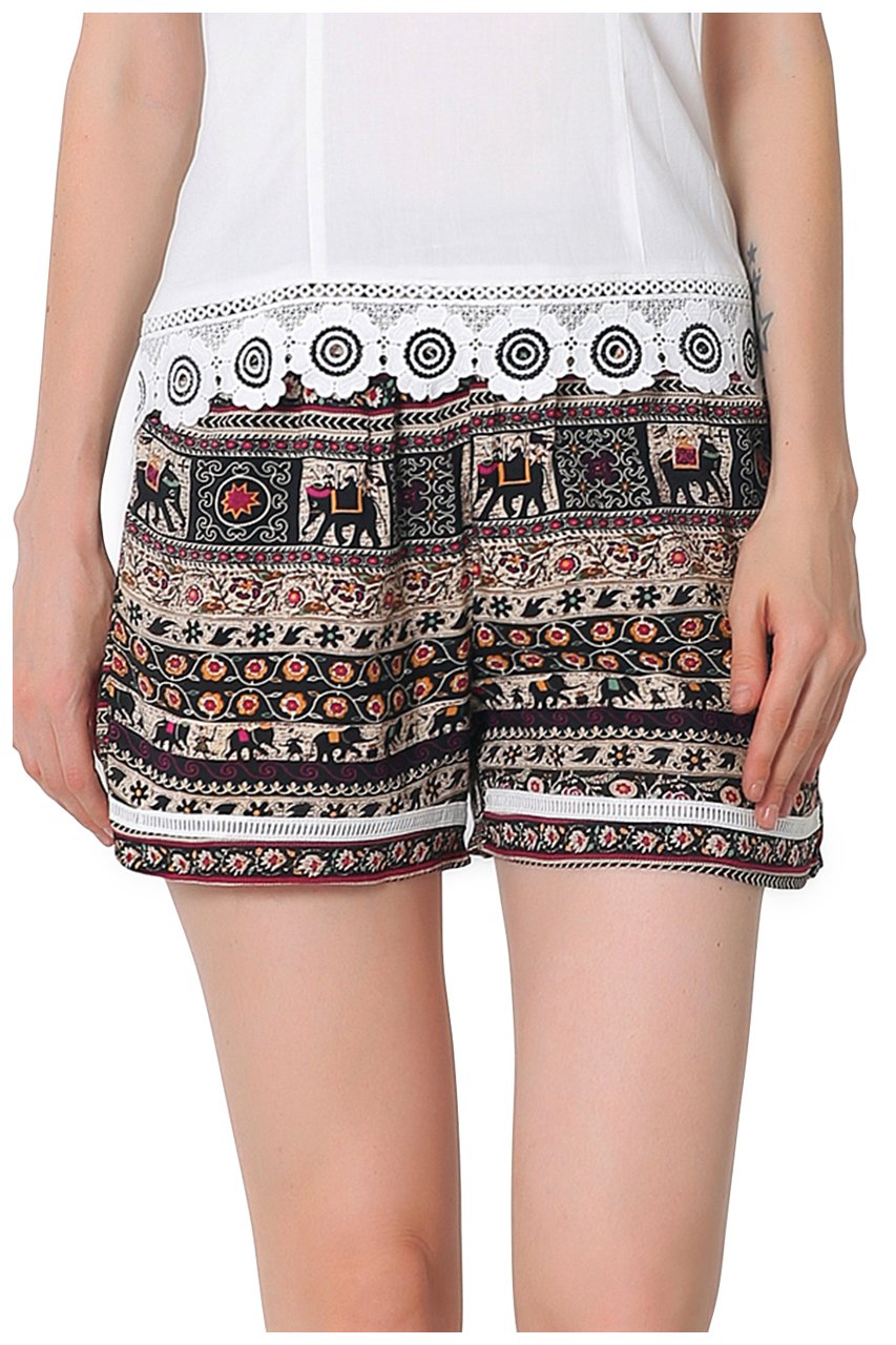 CHIC DIARY Women Sexy Hot Pants Summer Casual High Waist Beach Shorts (L, Black)