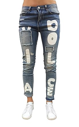 Bianco Jeans Damen Hose Dolce Vita - Relaxed geschnittene Boyfriend-Jeans mit trendigen Patches